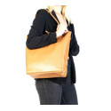 Kožená světle zelená shopper taška na rameno Melani Two