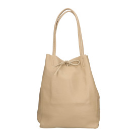 Velká moderní hnědá taupe kožená shopper kabelka přes rameno Melani Two Winter