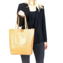 Velká designová tmavě šedá kožená shopper kabelka přes rameno Melani Two Summer