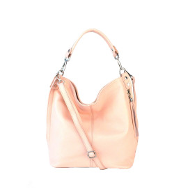 Větší luxusní světle růžová kožená kabelka přes rameno Denice Two
