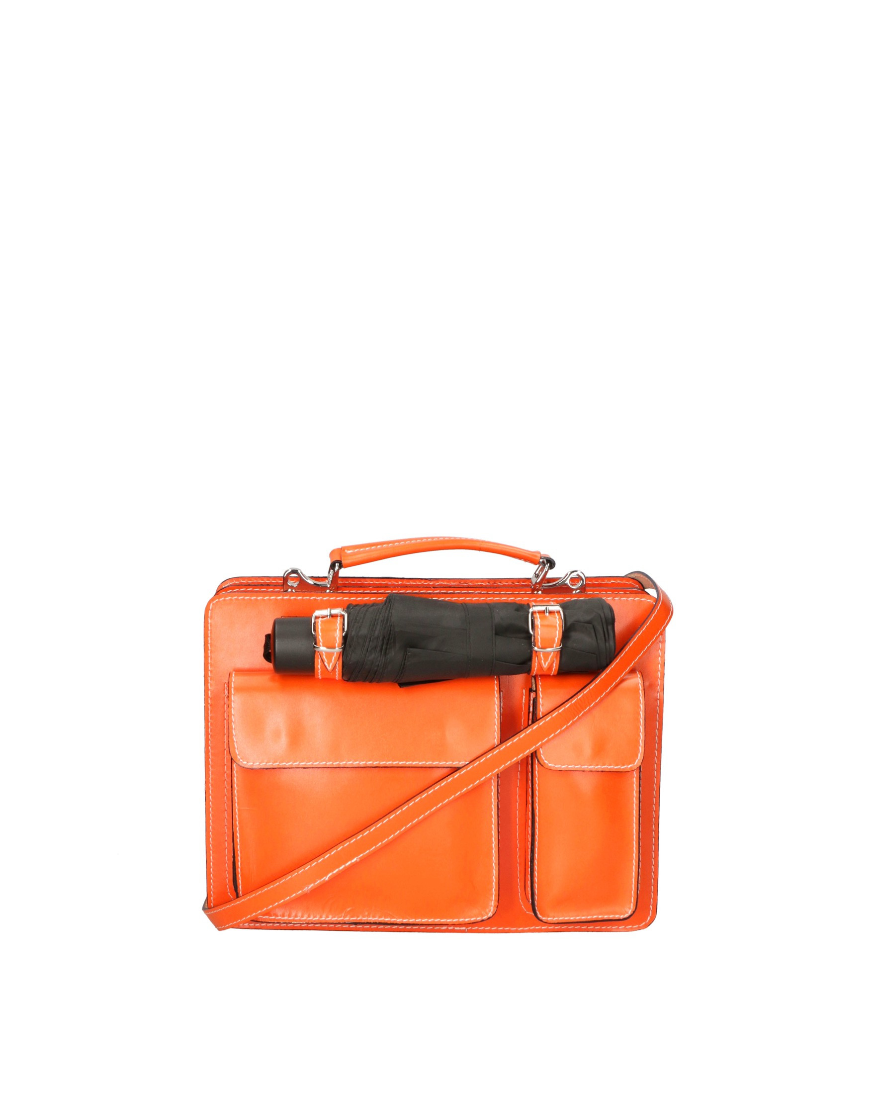 Pánská větší stylová světle oranžová kožená taška Bryan