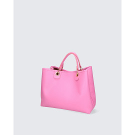 Velká stylová růžová kožená kabelka do ruky Lenora