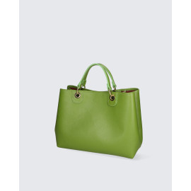 Velká stylová zelená  kožená kabelka do ruky Lenora