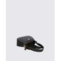 Malá stylová černá kožená crossbody kabelka Leila