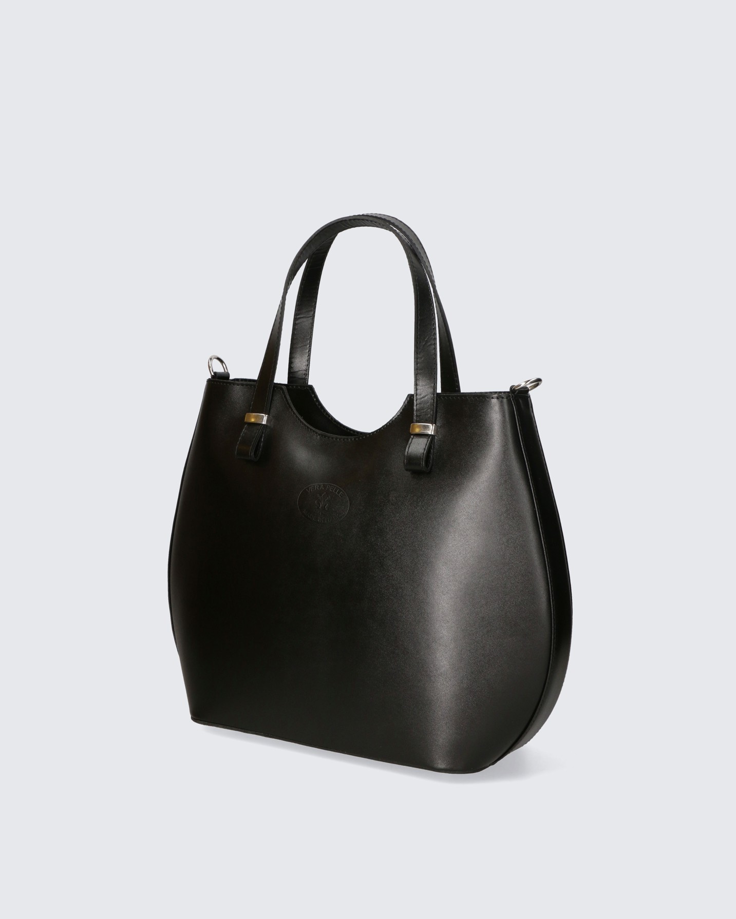 Velká luxusní černá kožená kabelka přes rameno Catherine