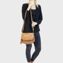 Větší praktická koňakově hnědá  kožená crossbody kabelka Tori Two