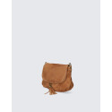 Větší praktická koňakově hnědá  kožená crossbody kabelka Tori Two