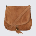 Větší praktická koňakově hnědá  kožená crossbody kabelka Tori Two