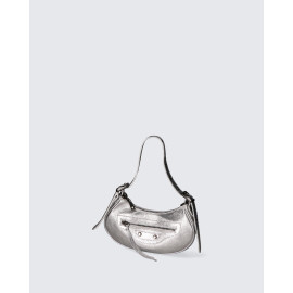 Malá stylová stříbrná kožená kabelka přes rameno Liz