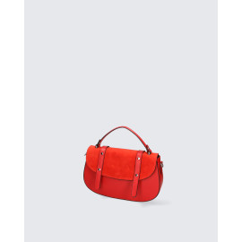 Menší luxusní sytě červená kožená kabelka do ruky Mina