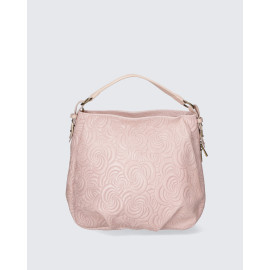 Velká designová světle růžová kožená kabelka přes rameno Carolin