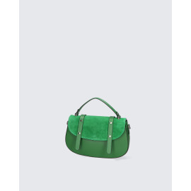 Menší luxusní sytě zelená kožená kabelka do ruky Mina