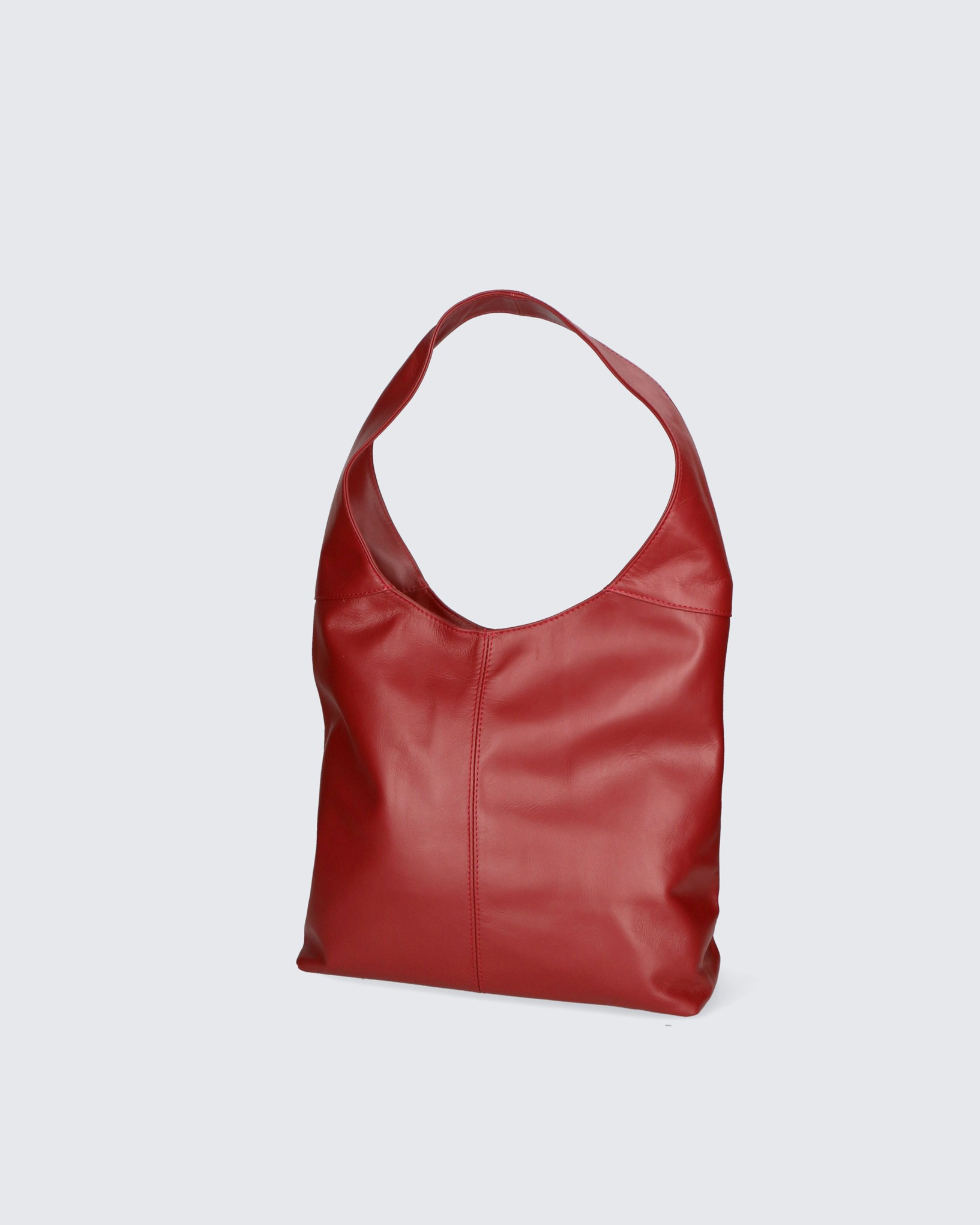 Velká jedinečná tmavě červená kožená kabelka přes rameno Feris