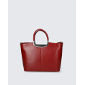 Menší stylová tmavě červená kožená kabelka do ruky Amelia