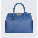 Stylová luxusní sytě modrá kožená kabelka do ruky Aliste
