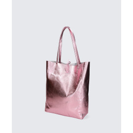 Velká volnočasová světle růžová kožená shopper kabelka přes rameno Melani Two Summer
