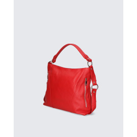 Velká luxusní sytě červená kožená kabelka přes rameno Claudine