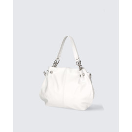 Jedinečná luxusní sněhově bílá kožená kabelka přes rameno Lorreine