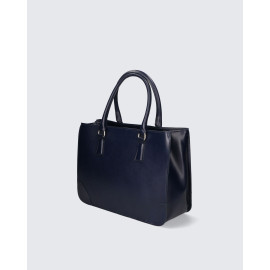 Luxusní stylová tmavě modrá kožená kabelka do ruky Donna