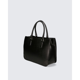 Luxusní stylová černá kožená kabelka do ruky Donna