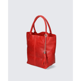 Nadčasová jedinečná sytě červená kožená shopper kabelka přes rameno Melani