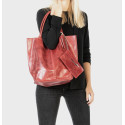 Nadčasová jedinečná tmavě červená kožená shopper kabelka přes rameno Melani