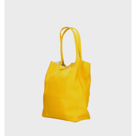 Velká designová sytě žlutá kožená shopper kabelka přes rameno Melani Two Summer