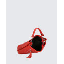 Menší volnočasová sytě červená kožená crossbody kabelka Galine