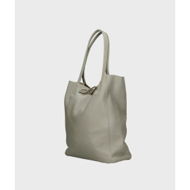 Velká designová tmavě šedá kožená shopper kabelka přes rameno Melani Two Summer