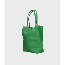 Velká designová sytě zelená kožená shopper kabelka přes rameno Melani Two Summer