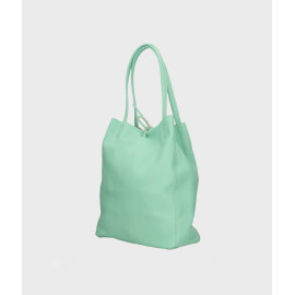Velká designová světle zelená kožená shopper kabelka přes rameno Melani Two Summer
