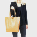 Velká moderní hnědá  kožená shopper kabelka přes rameno Melani Two Winter