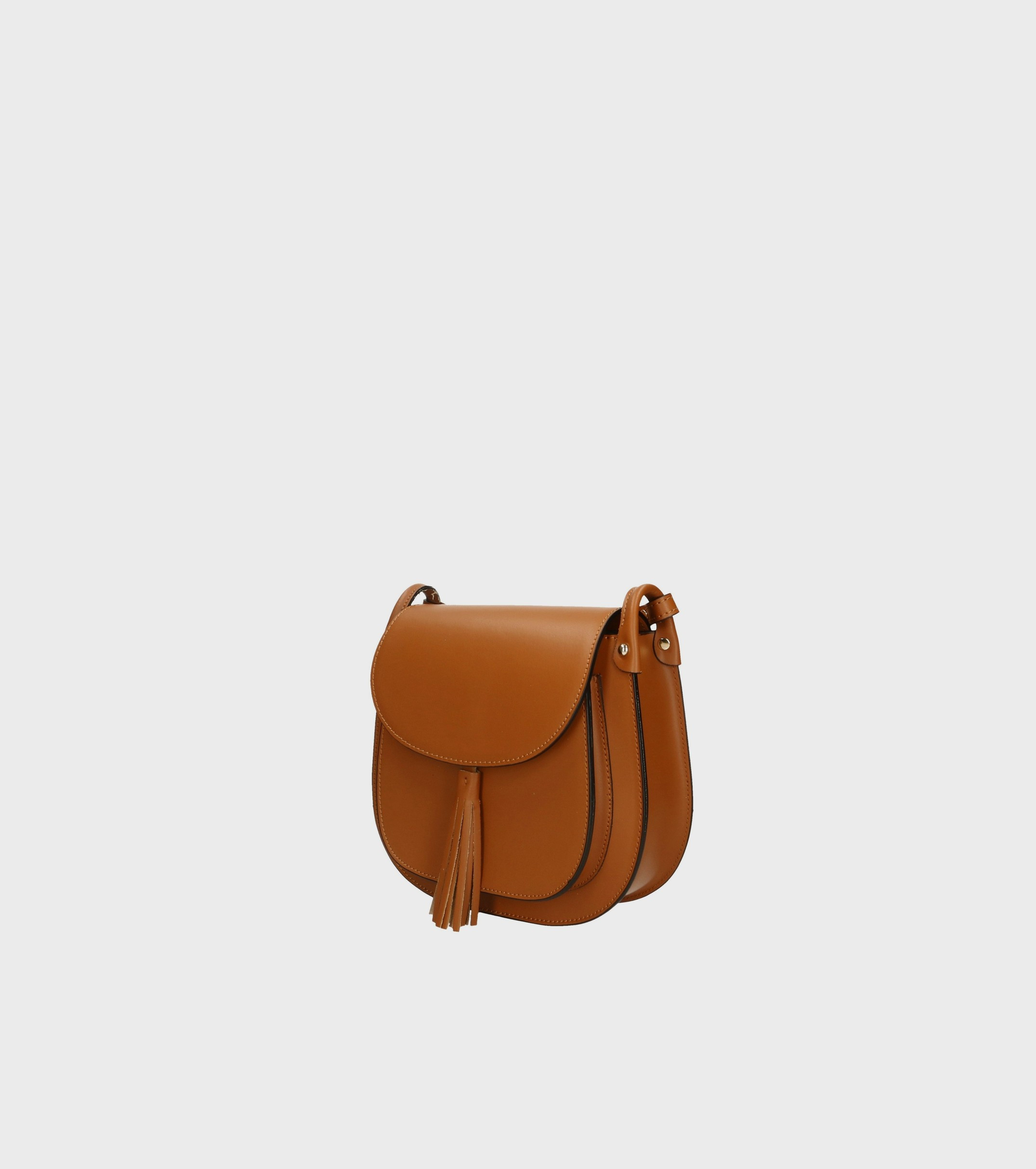 Větší luxusní hnědá camel kožená crossbody kabelka Bella