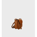 Větší luxusní hnědá camel kožená crossbody kabelka Bella