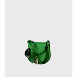 Větší luxusní světle zelená kožená crossbody kabelka Bella