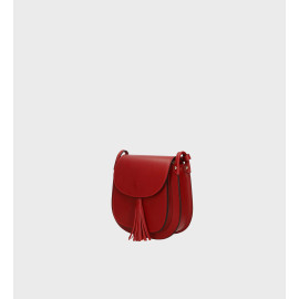 Větší luxusní tmavě červená kožená crossbody kabelka Bella