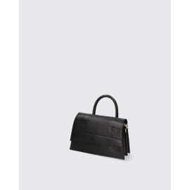 Malá designová černá kožená kabelka do ruky Laura