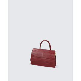 Malá designová tmavě červená kožená kabelka do ruky Laura