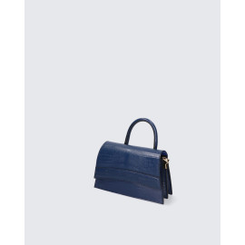 Malá designová sytě modrá kožená kabelka do ruky Laura
