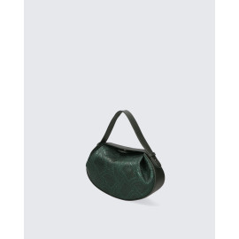 Větší stylová tmavě zelená kožená kabelka do ruky Janesi