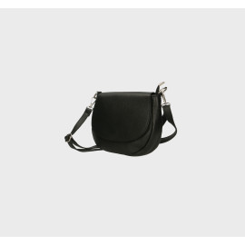 Větší praktická černá kožená crossbody kabelka Lexie