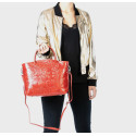 Větší stylová světle růžová kožená kabelka do ruky Josette