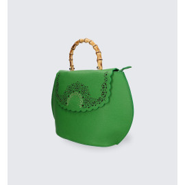 Větší designová sytě zelená kožená kabelka do ruky Giorgia