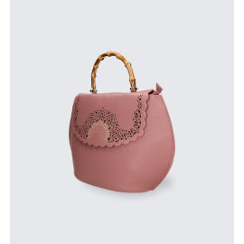 Větší designová růžová kožená kabelka do ruky Giorgia