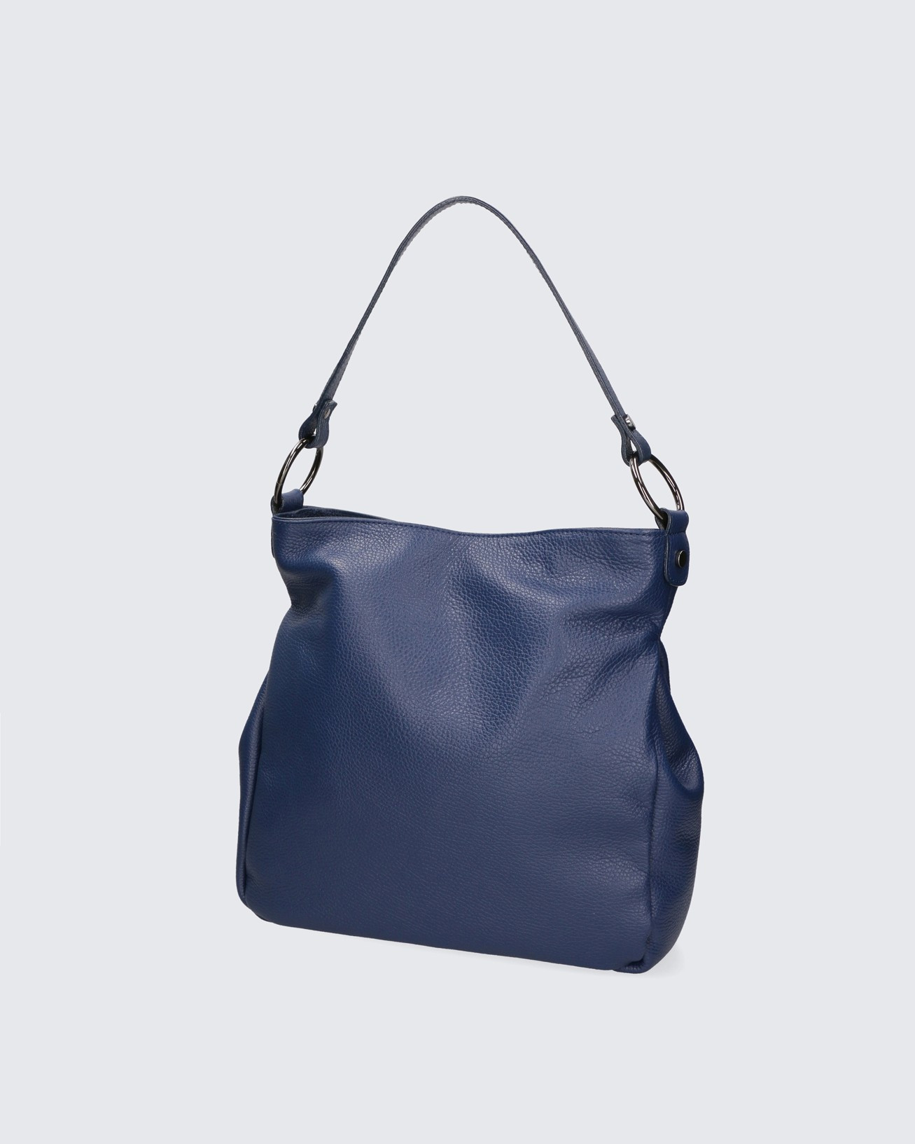 Větší stylová tmavě modrá kožená kabelka přes rameno Elena