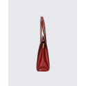 Prostorná stylová tmavě červená kožená kabelka přes rameno Business