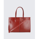 Prostorná stylová tmavě červená kožená kabelka přes rameno Business