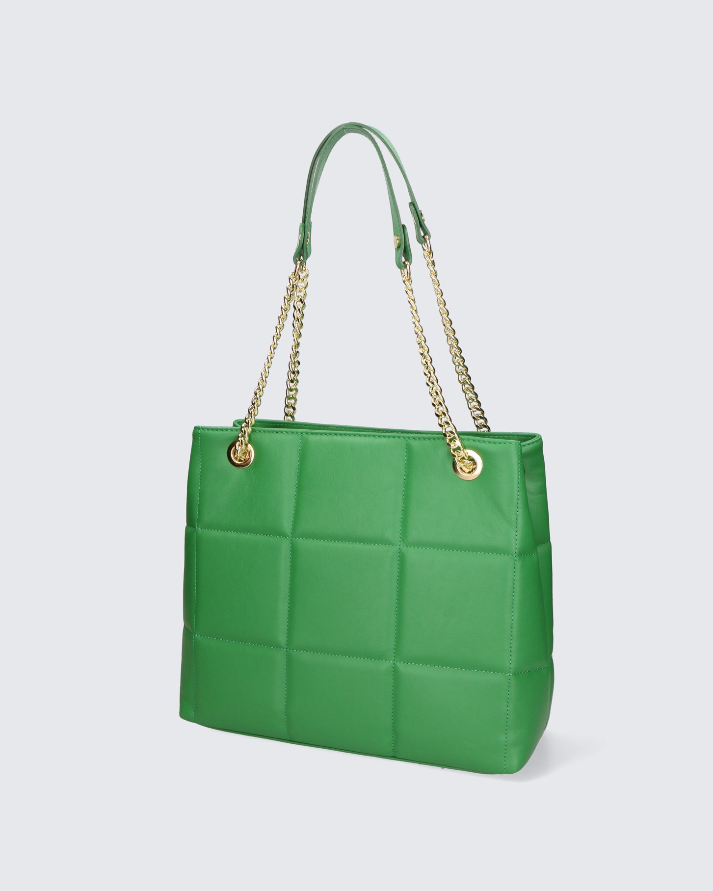 Větší jedinečná zelená kožená kabelka přes rameno Gina