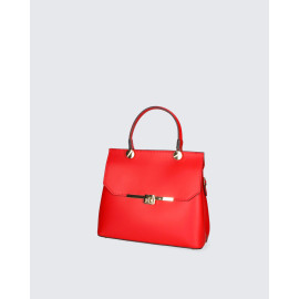 Menší designová sytě červená kožená kabelka do ruky Adeline Two