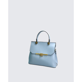 Menší designová světle modrá kožená kabelka do ruky Adeline Two
